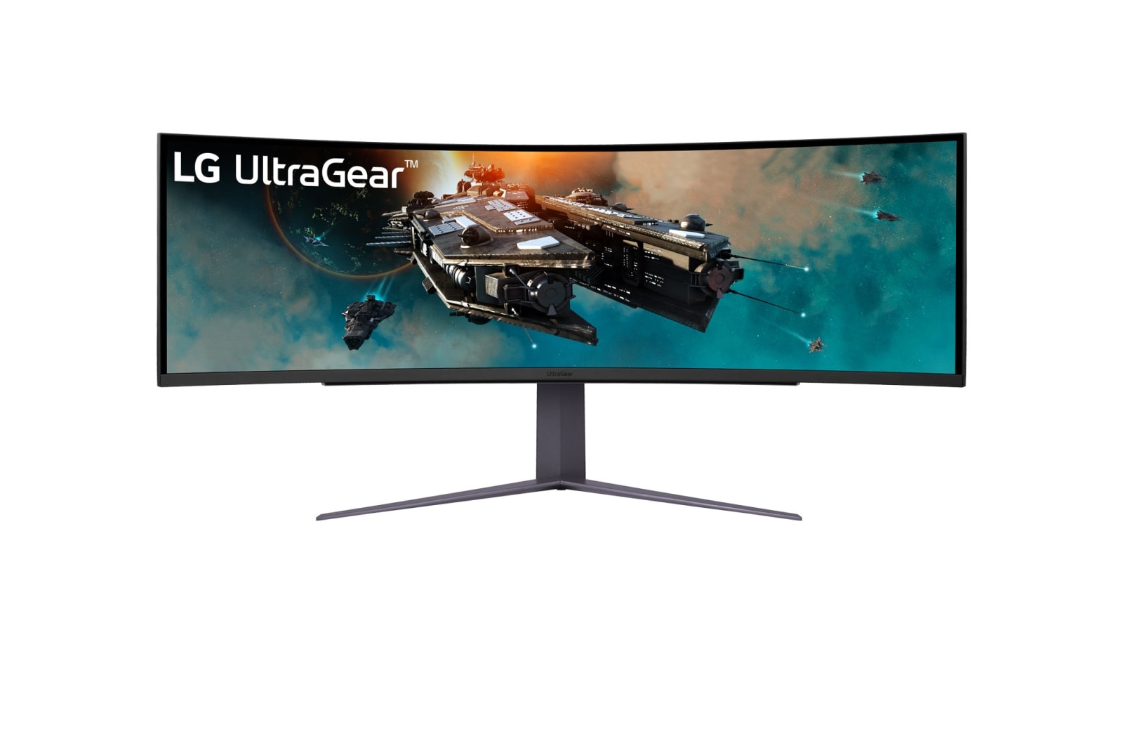 Front view of the LG 49 inch UltraGear™ (49GR85DC-B) 32:9 Dual QHD Curved gaming monitor with 240Hz refresh rate and HDR 1000