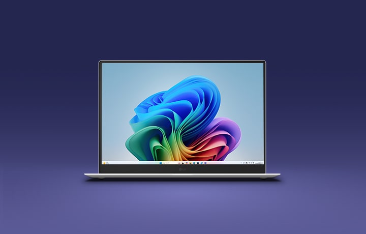 This image shows an LG Gram AI laptop on a dark background, illustrating remote security protection through ThinQ, with the device displayed as securely managed and protected even when accessed or controlled remotely.