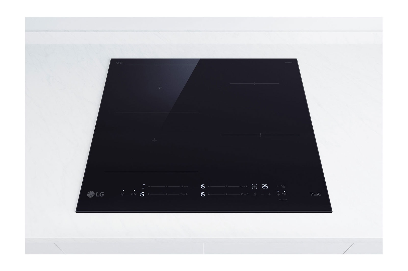 LG 60cm Induction Cooktop, 4 Cook Zones, 1 Flexi, BCI607T4BG