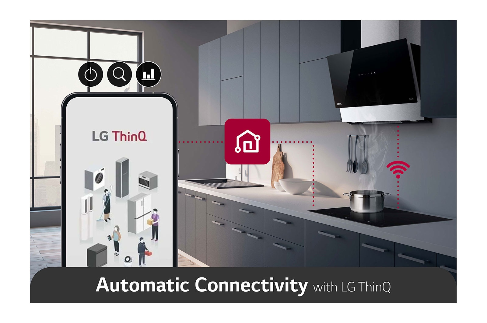 LG 60cm Induction Cooktop, 4 Cook Zones, 1 Flexi, BCI607T4BG