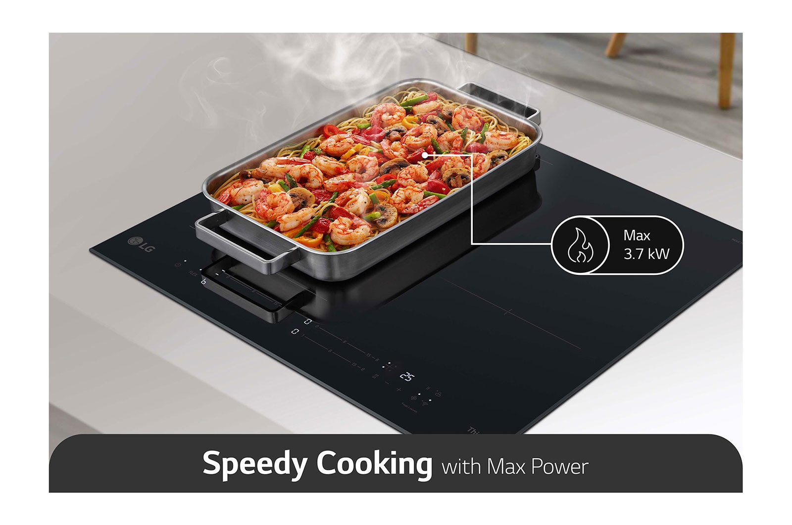 LG 60cm Induction Cooktop, 4 Cook Zones, 1 Flexi, BCI607T4BG
