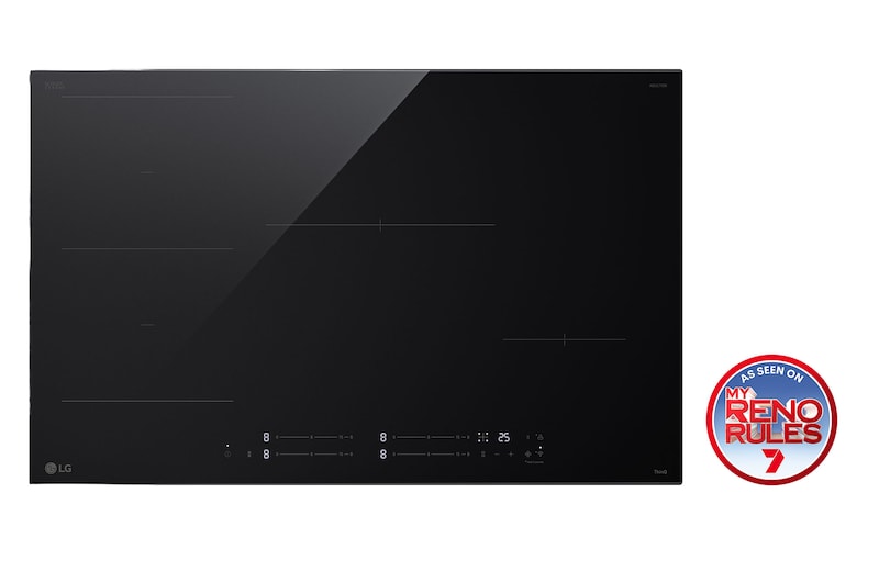 Front view of 80cm Induction Cooktop, 4 Cook Zones, 1 Flexi BCI807T4BG