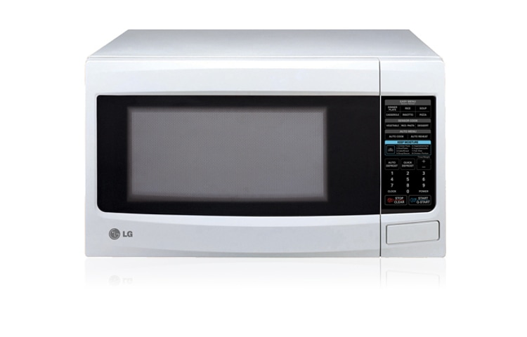 Front view of 34L White Microwave Oven with Keep Moisture option MS3448GRK