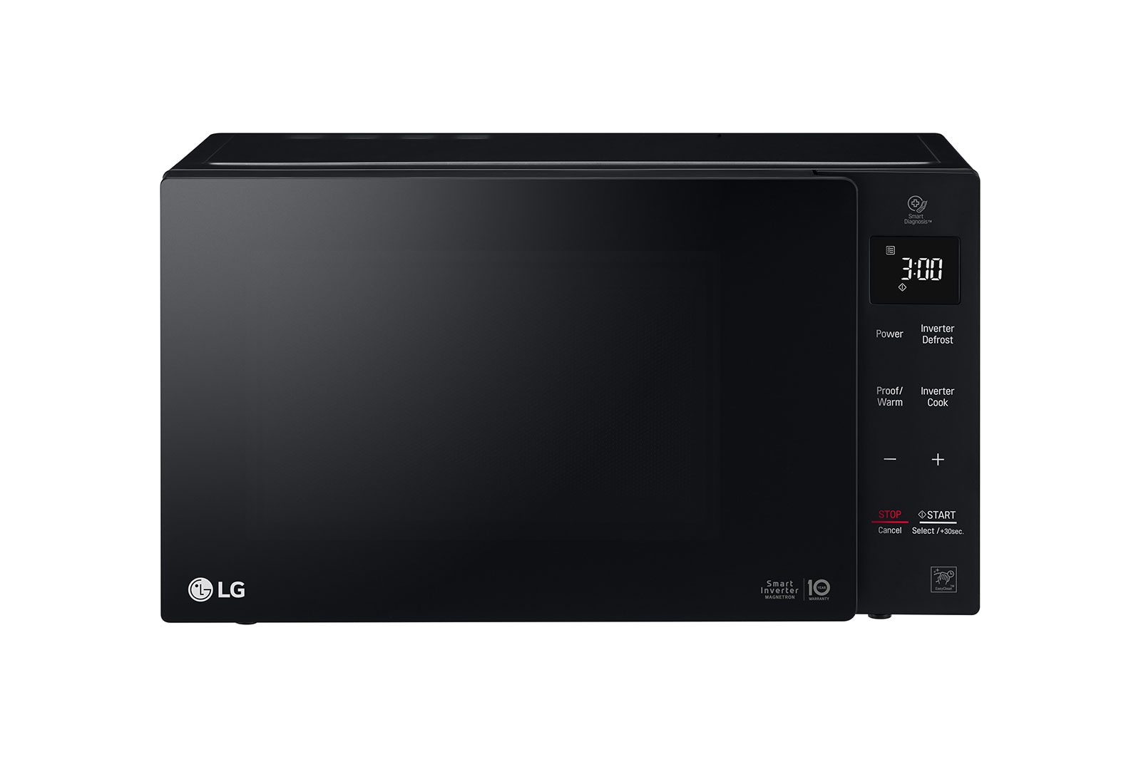 Front view of MS4236DB, a 42L compact microwave with smart inverter microwave oven technology and defrosting feature.