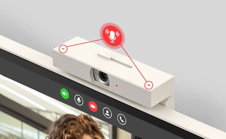 A built-in dual microphone vividly captures your voice during video calls.