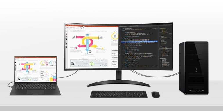 This monitor allows you to see multiple contents from two computers with the picture-by-picture feature, so it helps to process work efficiently.
