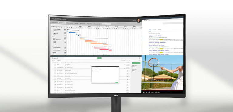 The animation shows that more content can be displayed on a screen at once, thanks to 21:9 aspect ratio display.