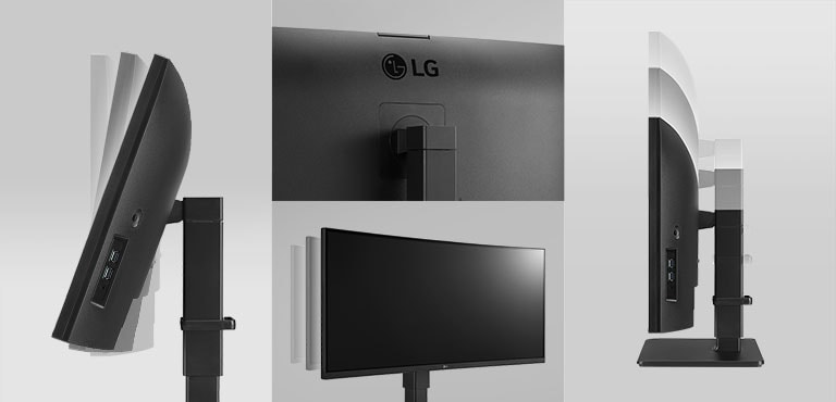 The monitor in the ergonomic design supporting tilt, swivel and height adjustment options and offering one click stand.