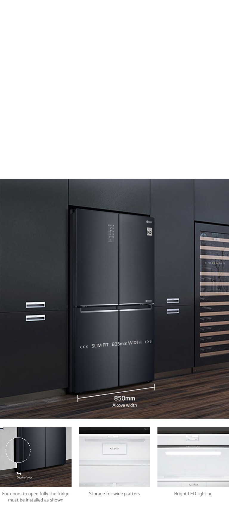 530L Slim French Door Fridge in Black GFB590MBL LG AU