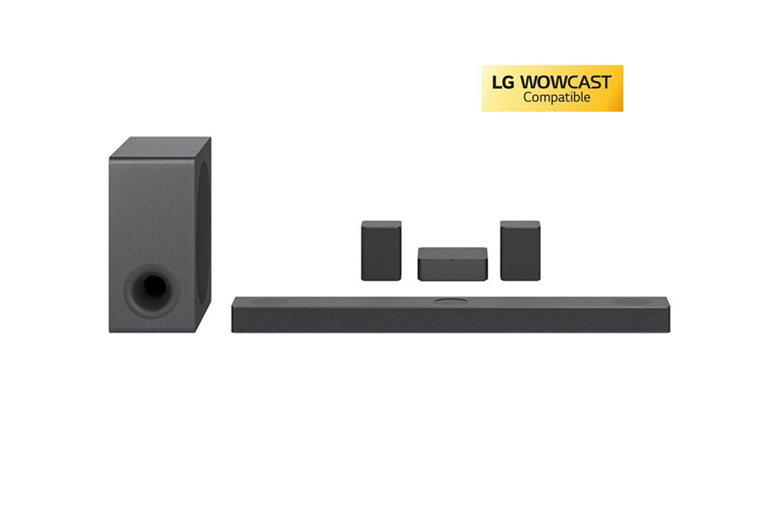Front view with sub woofer and rear speakers