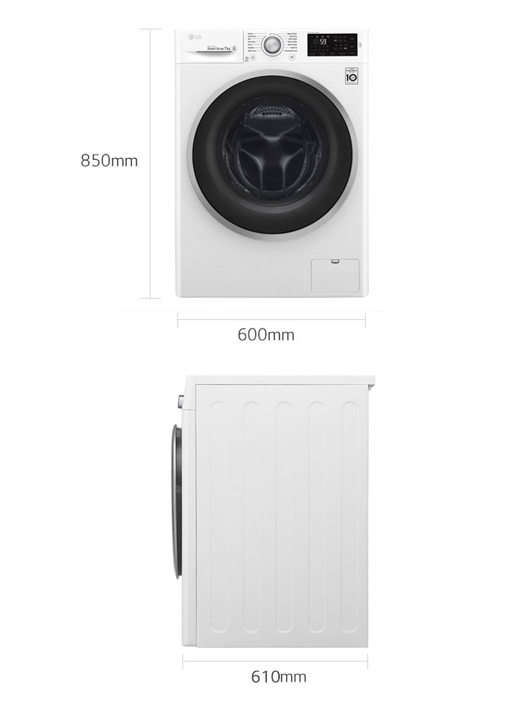 7kg Front Loader Washing Machine with 6 Motion Direct Drive WD1207NCW LG AU