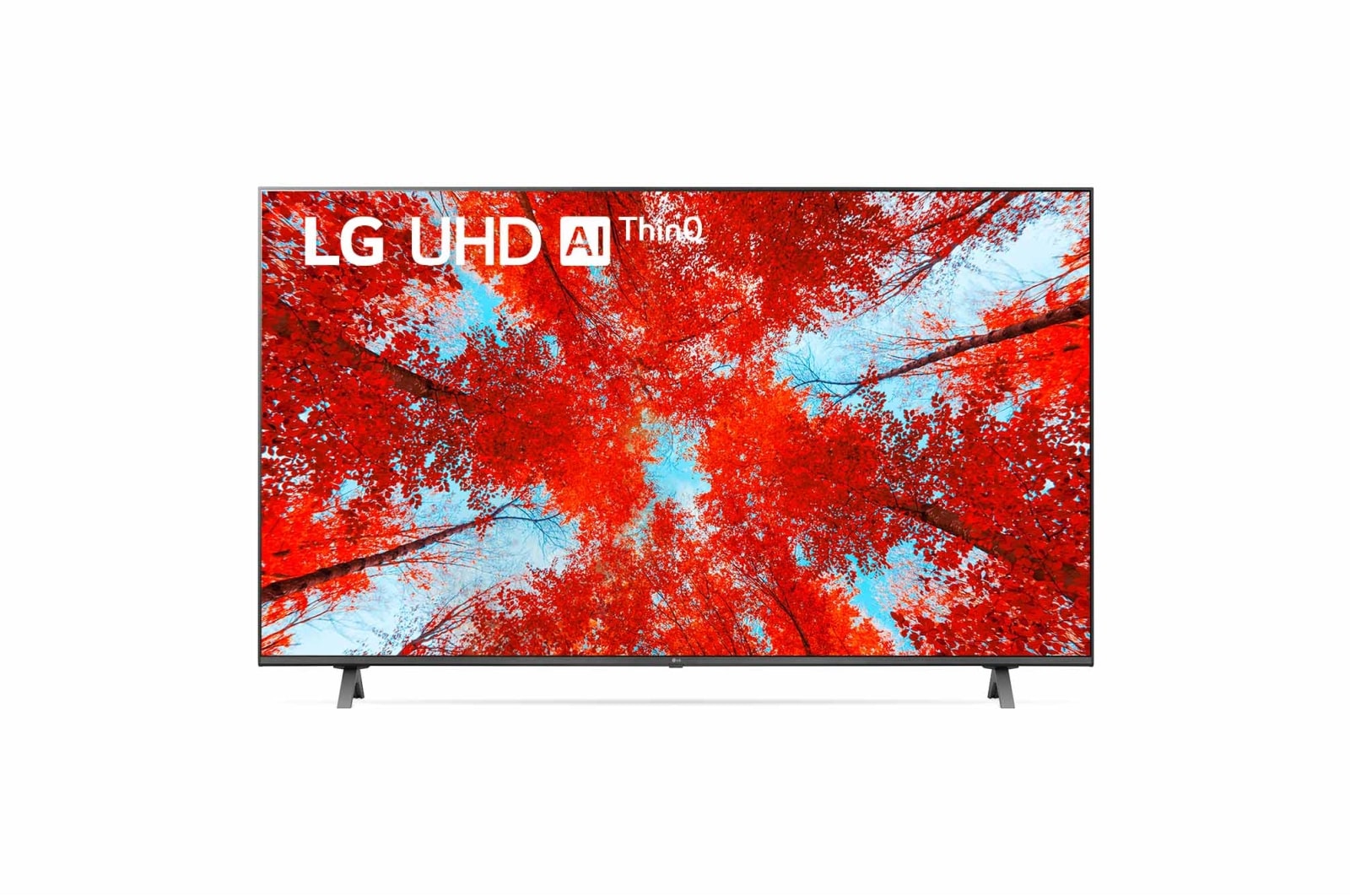 A front view of the LG UHD TV with infill image and product logo on