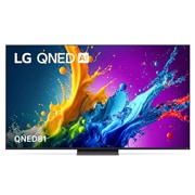 Front view of LG QNED TV, QNED81 with text of LG QNED and 2024 on screen