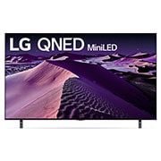 A front view of the LG QNED TV with infill image and product logo on