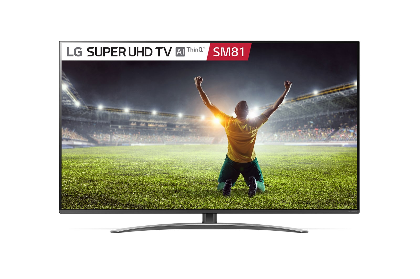Front view of LG Super UHD 4K TV w Local Dimming, NanoCell™ Technology, Quad Core processor &amp; Google Assistant™  65SM8100PTA