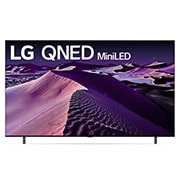A front view of the LG QNED TV with infill image and product logo on