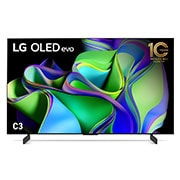 Front view with LG OLED evo and 10 Years World No.1 OLED Emblem on screen.
