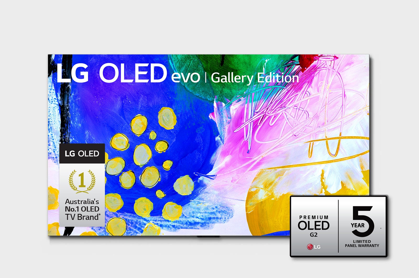 Front view with LG OLED evo Gallery Edition on the screen