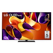 Front view with LG OLED evo G4 TV OLED55G4PSA, 11 Years of world number 1 OLED Emblem on screen.