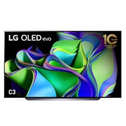 Front view with LG OLED evo and 10 Years World No.1 OLED Emblem on screen.