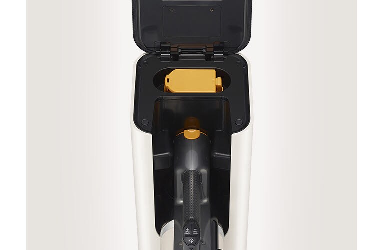 It shows the battery pack of the vacuum cleaner.