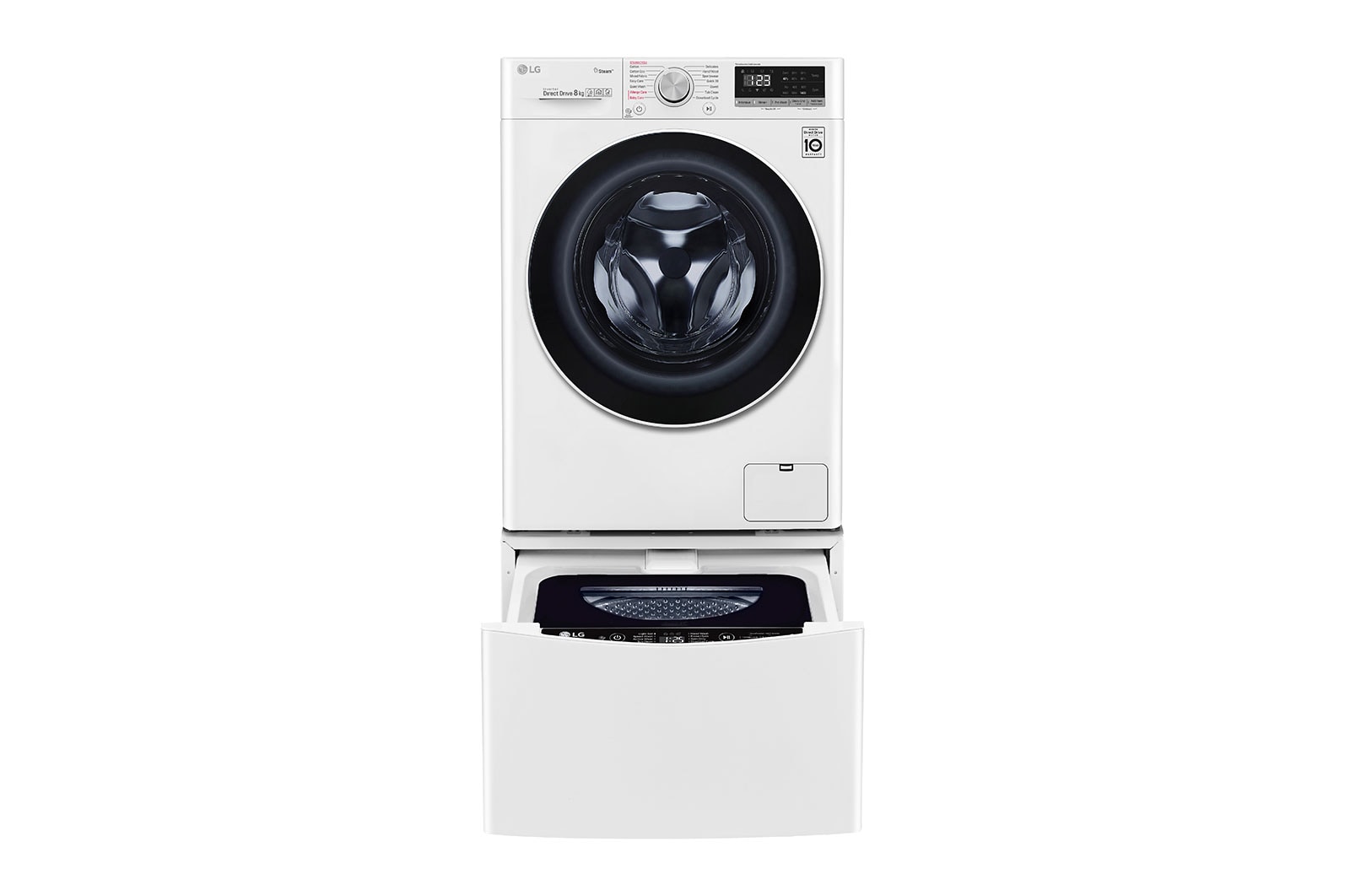 Front view of 10kg Total Washing Load TWINWash® System including LG MiniWasher WV5-1408W-WTP20WY