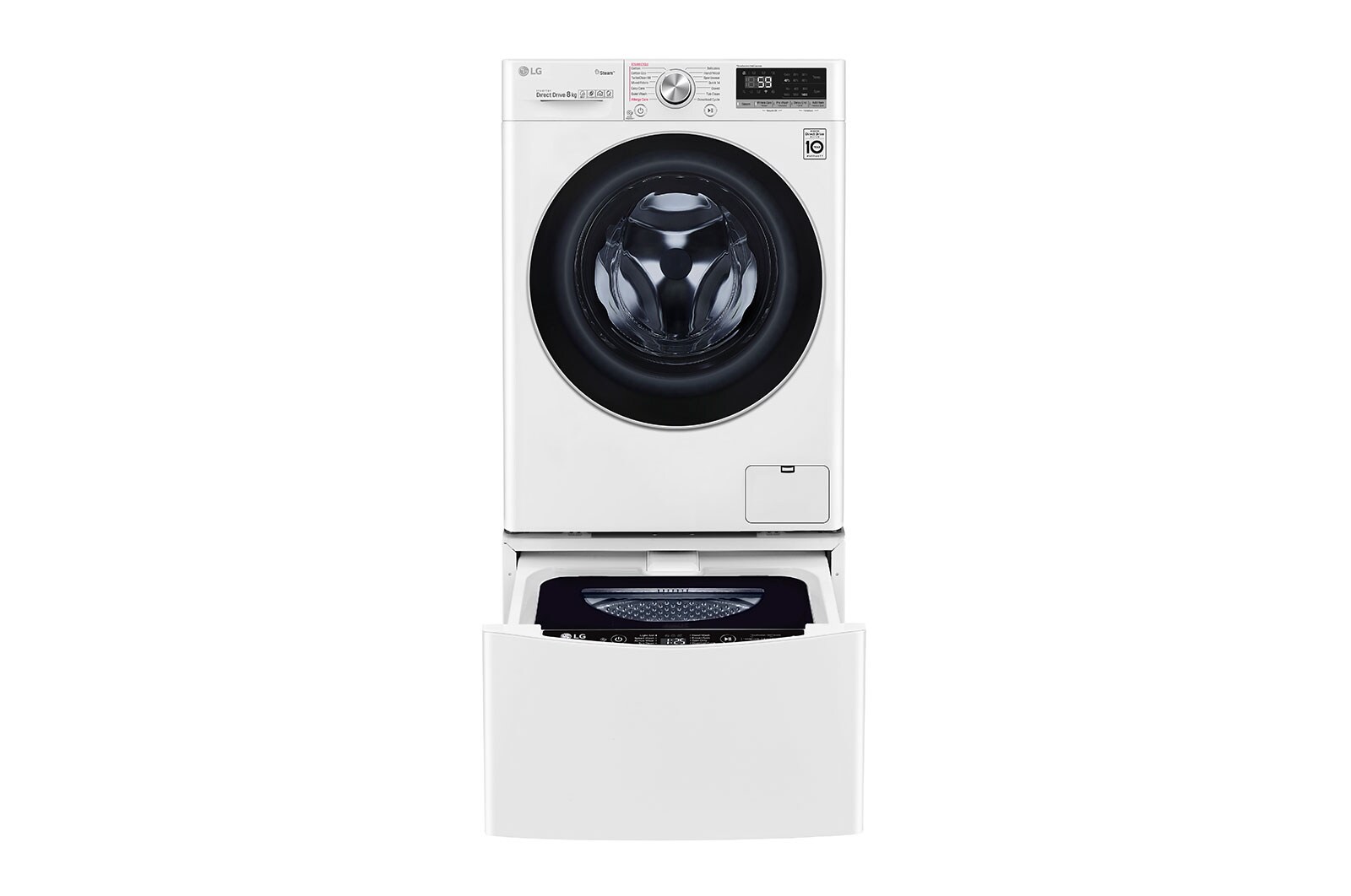 Front view of 10kg Total Washing Load TWINWash® System including LG MiniWasher WV7-1408W-WTP20WY