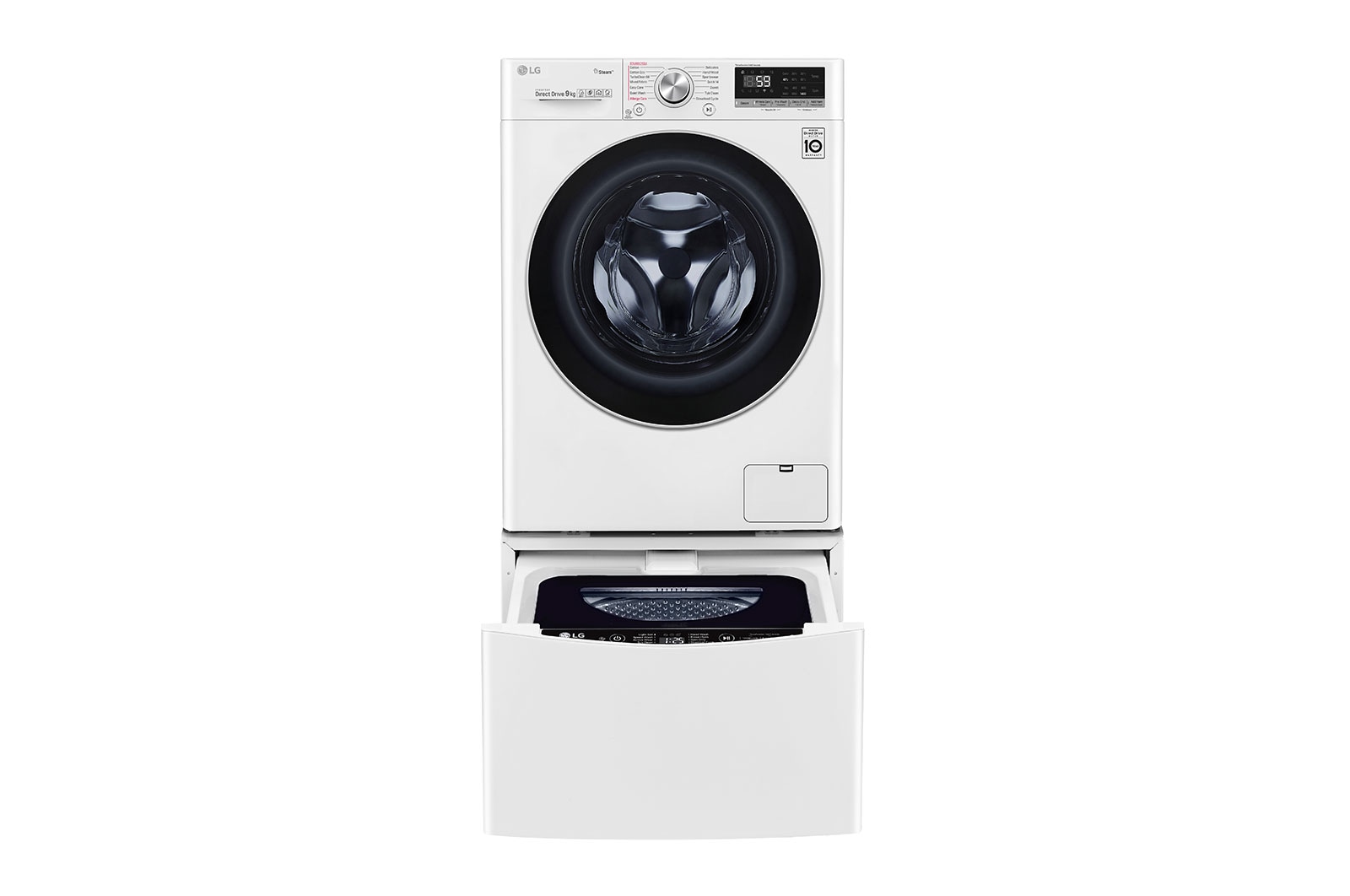 Front view of 11kg Total Washing Load TWINWash® System including LG MiniWasher WV7-1409W-WTP20WY