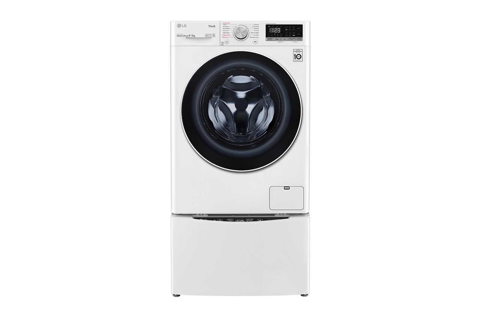 Front view of 11kg Total Washing Load TWINWash® System including LG MiniWasher WVC5-1409W-WTP20WY
