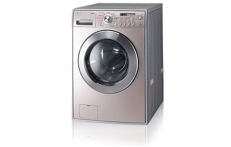 Front view of Champagne Pink 9/5kg Steam Washer &amp; Dryer with 10 Year Direct Drive Motor Warranty (WELS 4.5 Star, 77 Litres per wash) WD12495FD
