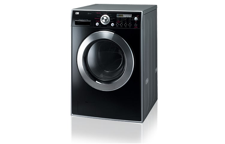 Front view of Black 10/6kg Steam Washer &amp; Dryer with 10 Year Direct Drive Motor Warranty (WELS 4.5 Star, 86 Litres per wash) WD12576FD