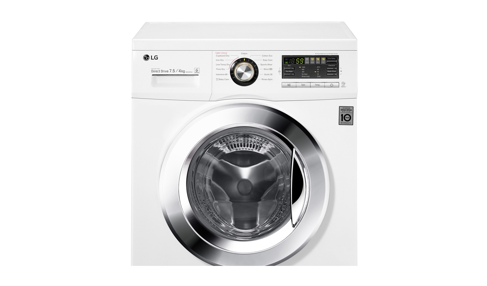Lg direct drive 7.5 kg washer dryer top