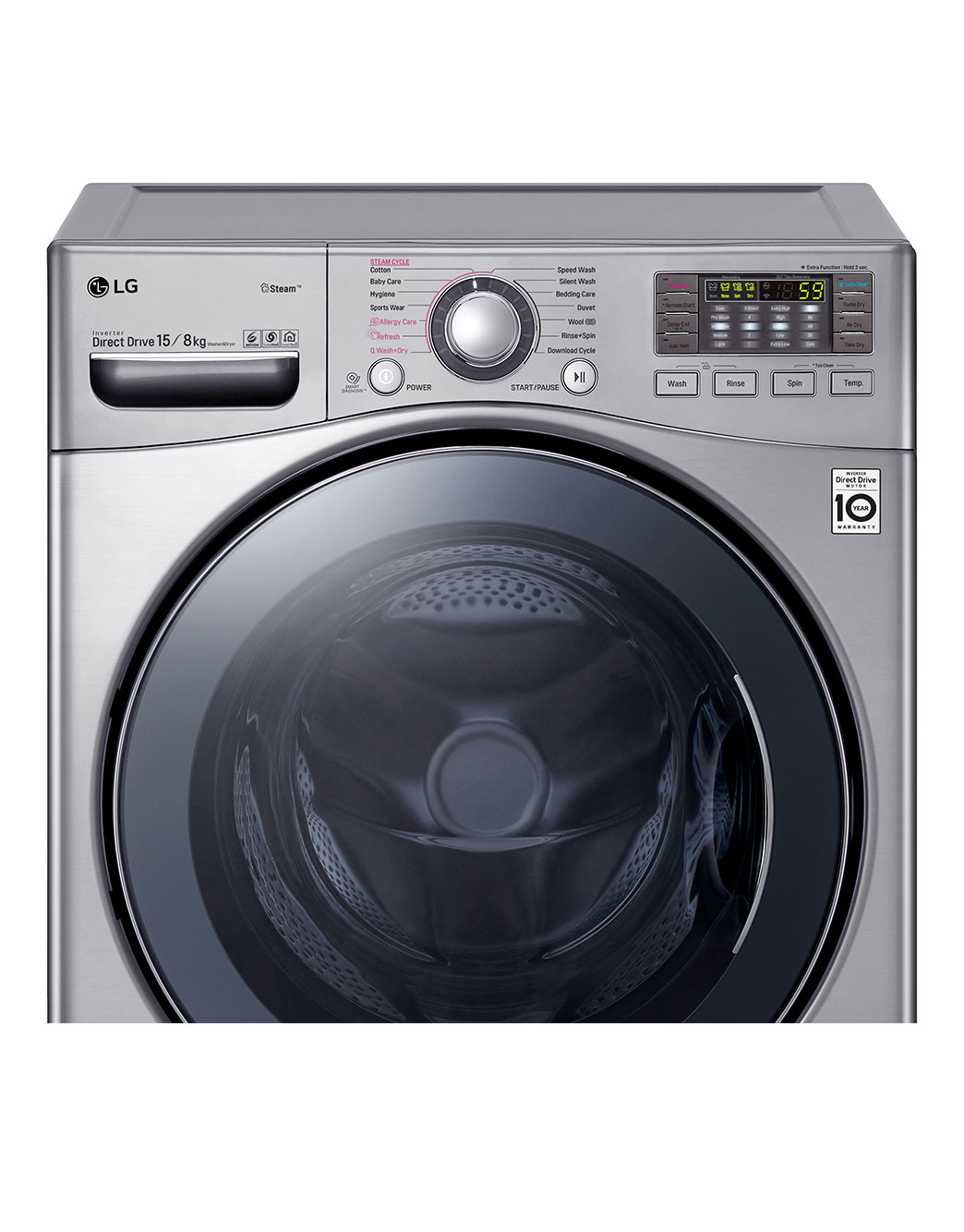 15kg/8kg Front Load Washer Dryer Combo with True Steam