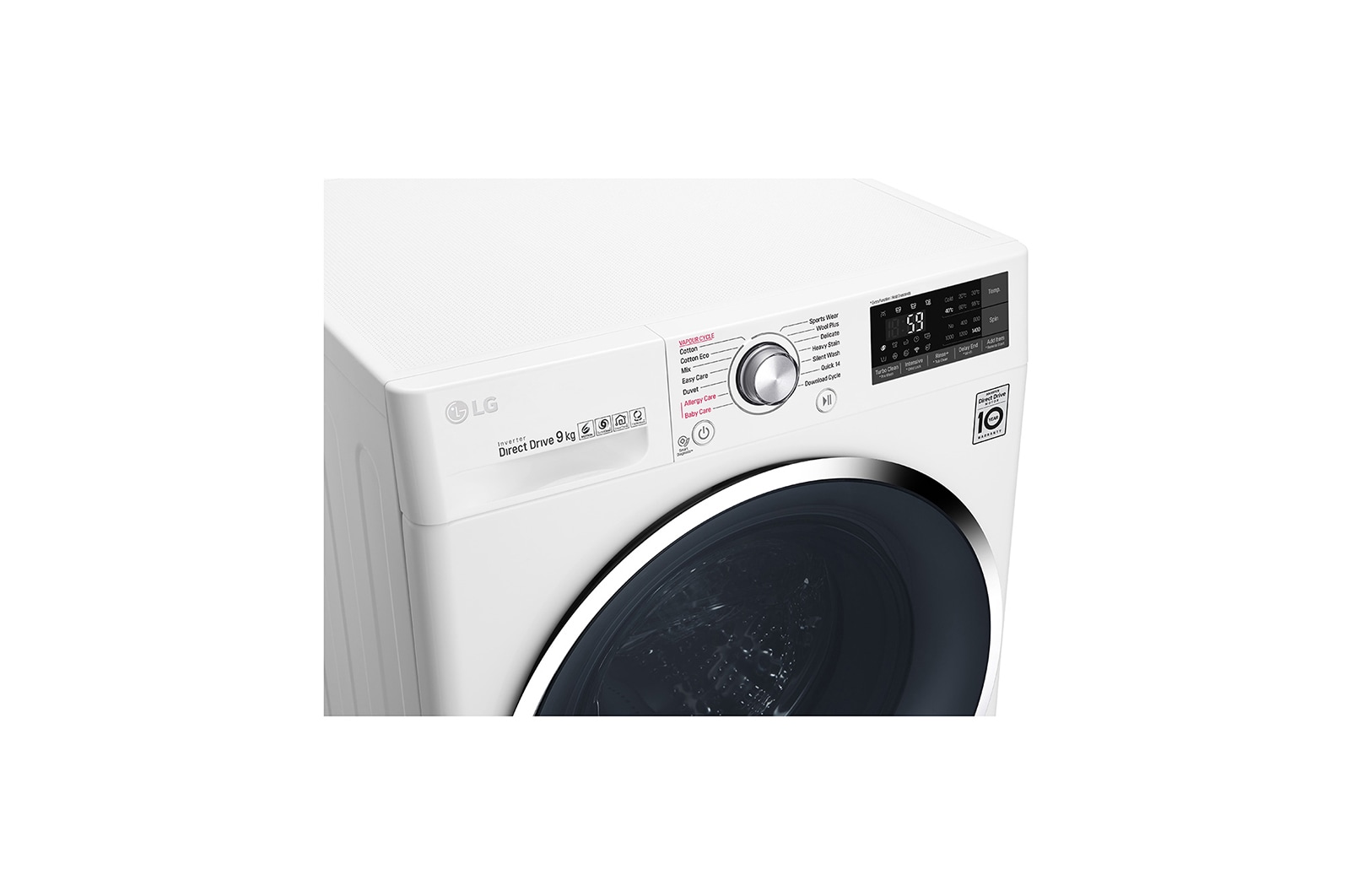 LG 9kg Front Load Washing Machine with Vapour, WTW1409VCW