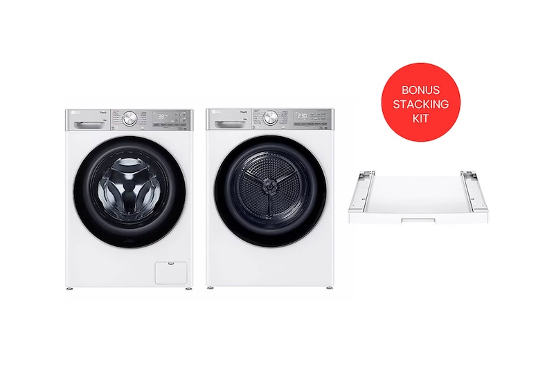 LG Series 10 Washing Machine + Dryer Stacking Kit, WV10-1410SW