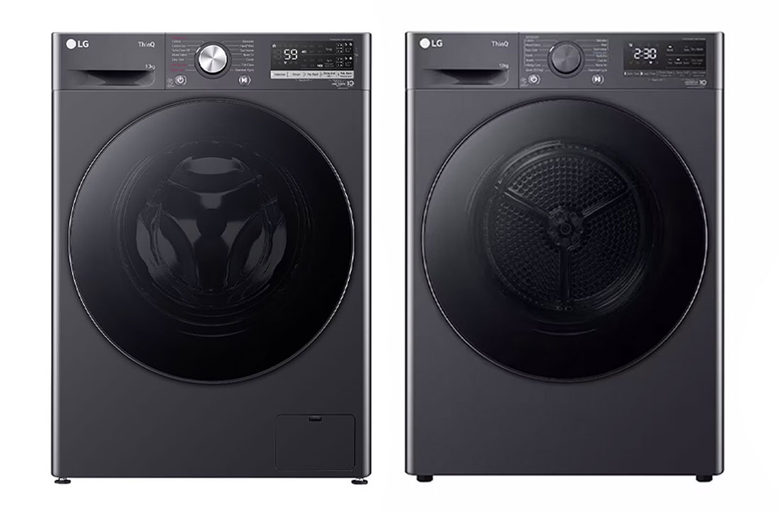 LG 10kg Series 6 Front Load Washing Machine + 10kg Series 5 Heat Pump Dryer Bundle - Grey Finish, WV6-1410SG