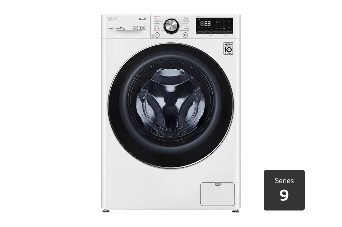 LG 12kg Series 9 Front Load Washing Machine + 9kg Heat Pump Dryer Stacking Kit Bundle, WV9-1412SW