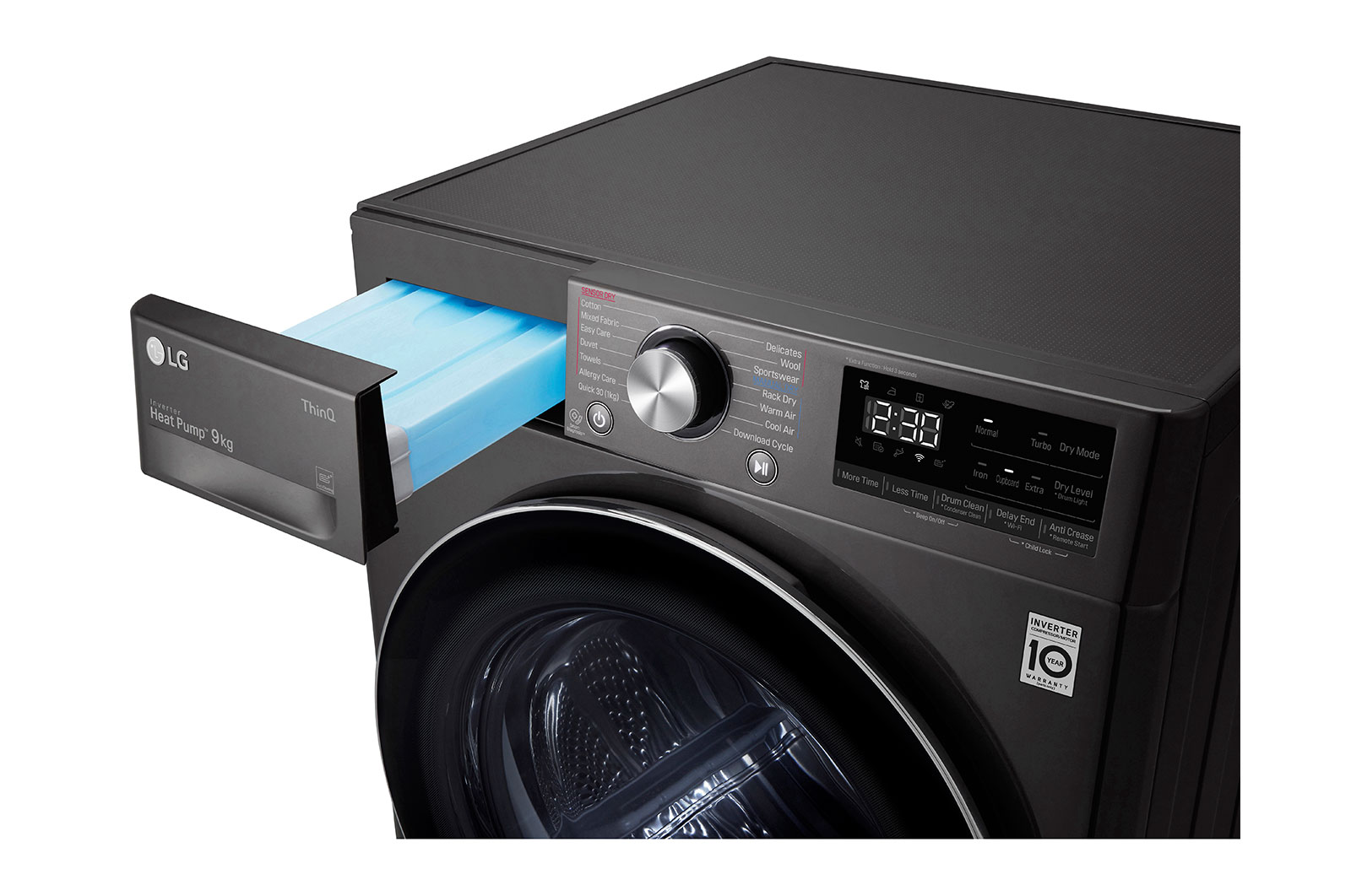 LG 9kg Series 9 Front Load Washing Machine + 9kg Heat Pump Dryer Stacking Kit Bundle, WV9-1609SB