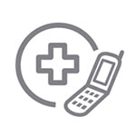  Icon of a cross and a cell phone