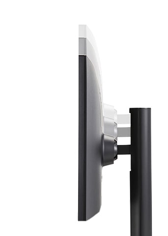 The monitor offering height adjustment.