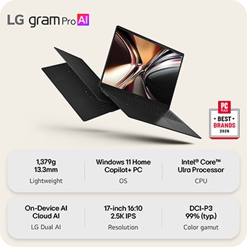 This image shows two lightweight laptops displayed on a bright background. One laptop is angled to highlight its slim, compact rear design, while the other is open, emphasizing a thin and lightweight build, with key specifications shown below.