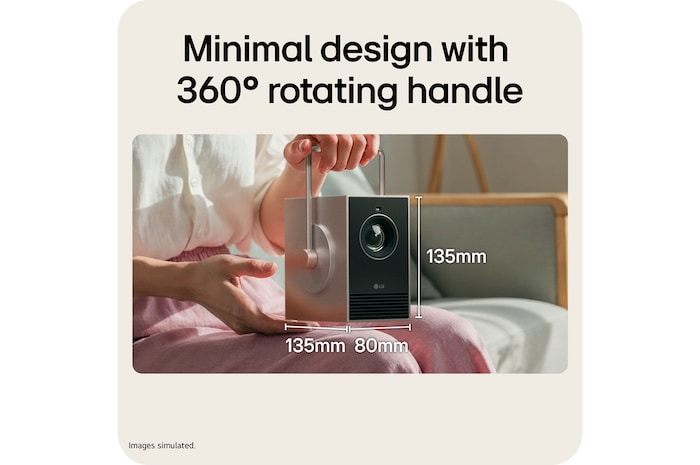 LG CineBeam Q Mini 4K UHD Portable Projector For Home and Outdoor | PU600U with Maximal 120-inch screen, DCI-P3 154% (Overall), RGB Laser, 600 ANSI Lumens, Auto Screen Adjustment, PU600U