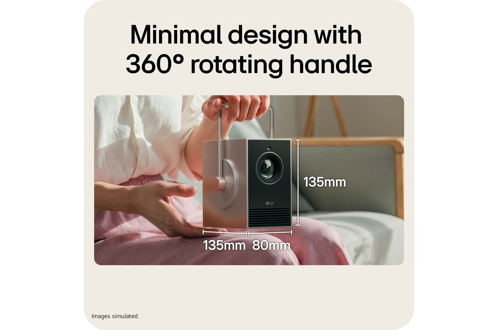 LG CineBeam Q Mini 4K UHD Portable Projector For Home and Outdoor | PU600U with Maximal 120-inch screen, DCI-P3 154% (Overall), RGB Laser, 600 ANSI Lumens, Auto Screen Adjustment, PU600U