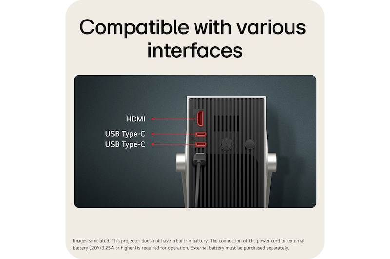 LG CineBeam Q Mini 4K UHD Portable Projector For Home and Outdoor | PU600U with Maximal 120-inch screen, DCI-P3 154% (Overall), RGB Laser, 600 ANSI Lumens, Auto Screen Adjustment, PU600U