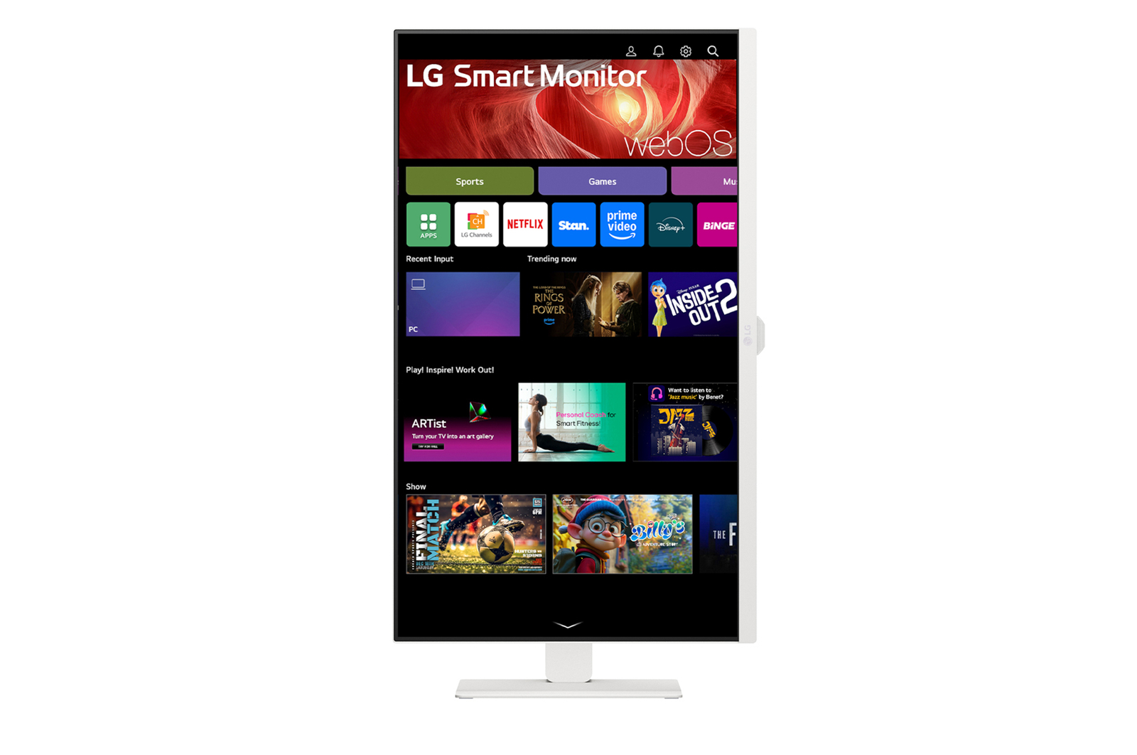 Front view with the display pivoting 90 degrees