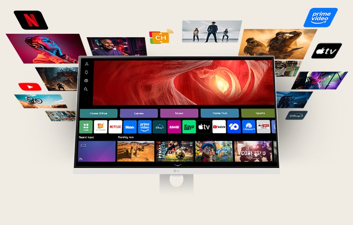 A photo showcasing various content on WebOS.