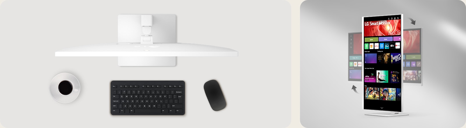 Ergonomic stand in portrait and landscape.