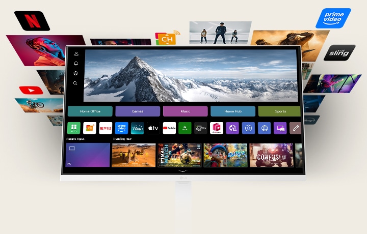 A photo showcasing various content on WebOS.	