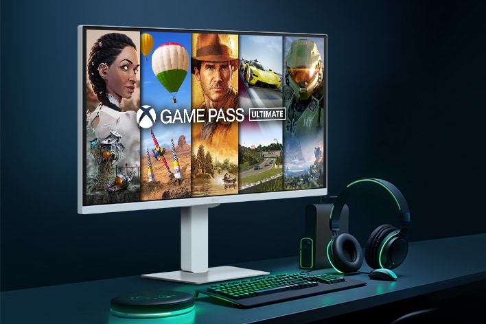 The LG Smart Monitor screen displays the xbox game interface.	