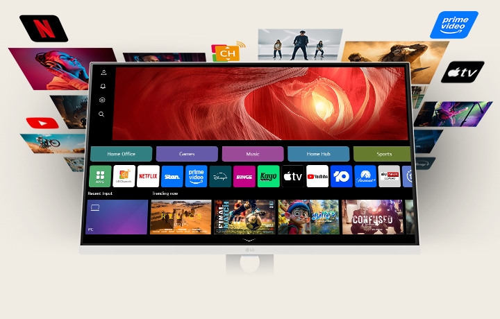 A photo showcasing various content on WebOS.	